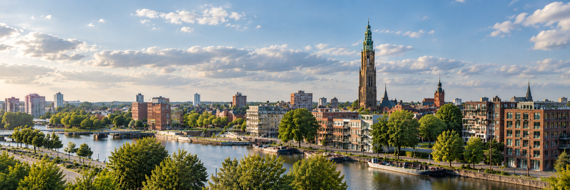 Groningen, gezien over het water